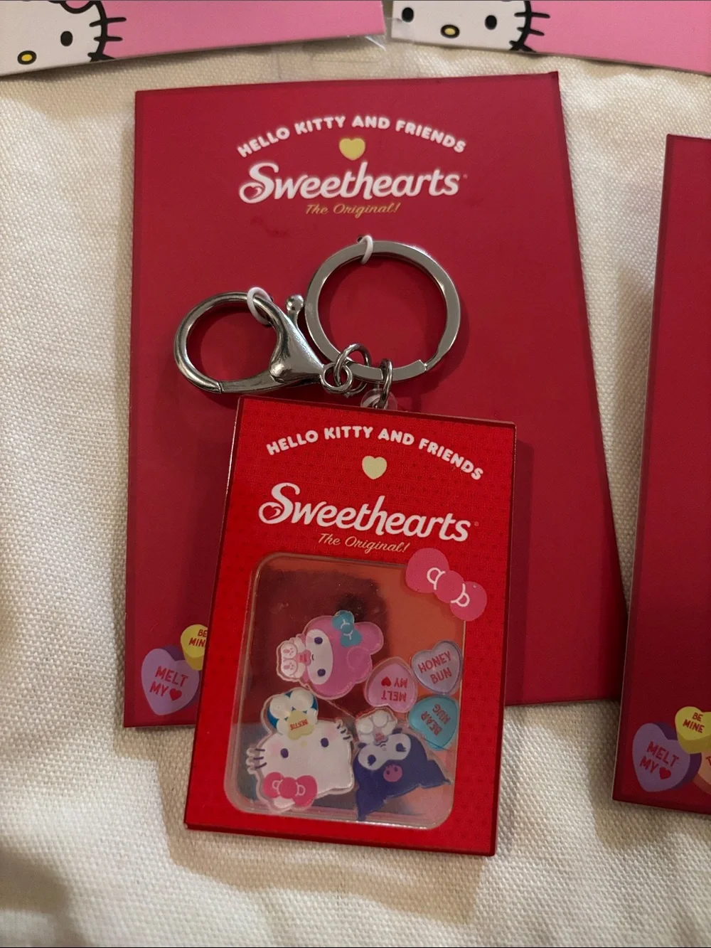 5 Hello Kitty Pink and Red Jewelry & Keychain Gift Set
